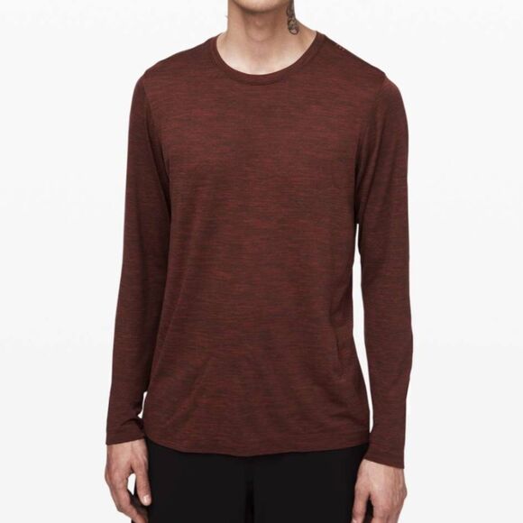 Lululemon Metal Vent Breath Long Sleeve Slim Fit Shirt In Magma/Sequoia Small - Picture 1 of 6